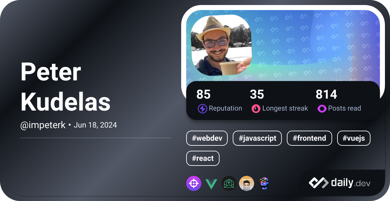 Peter Kudelas's Dev Card