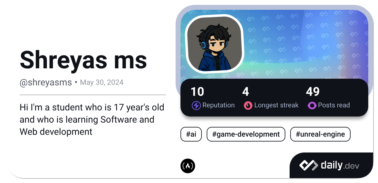 Shreyas ms (@shreyasms) | daily.dev
