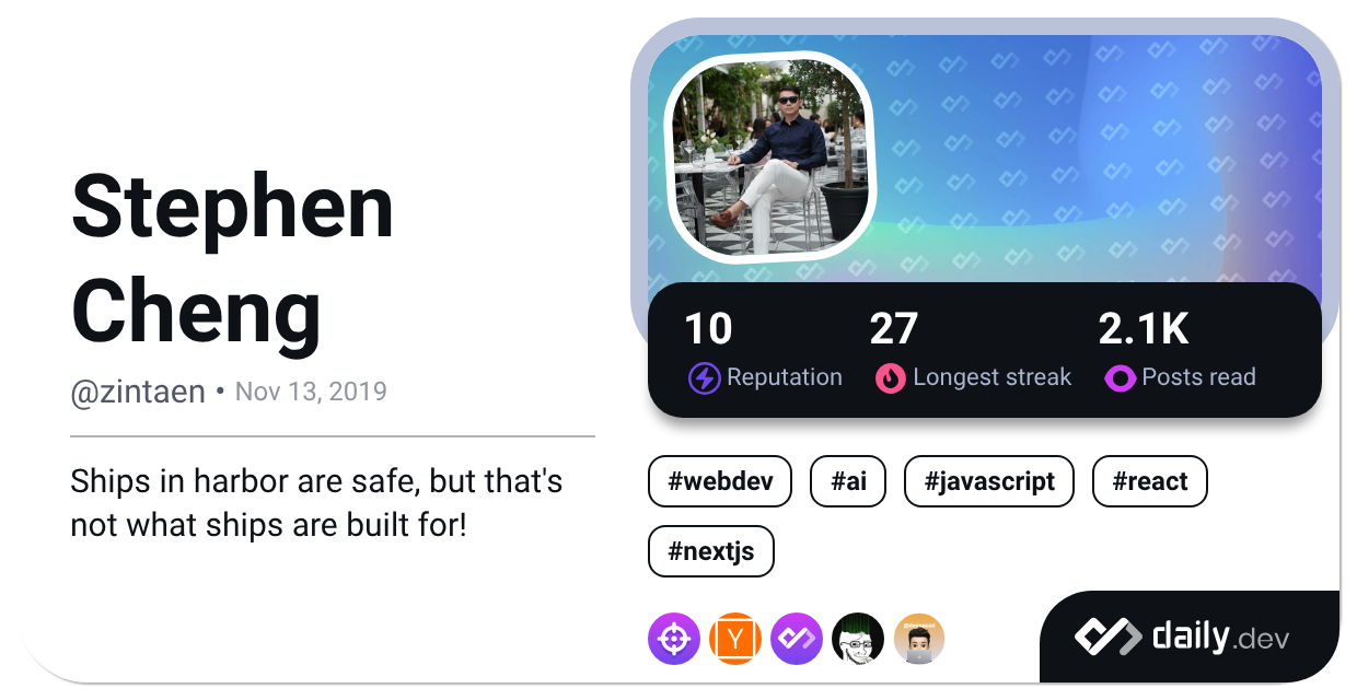 Stephen Cheng's Dev Card