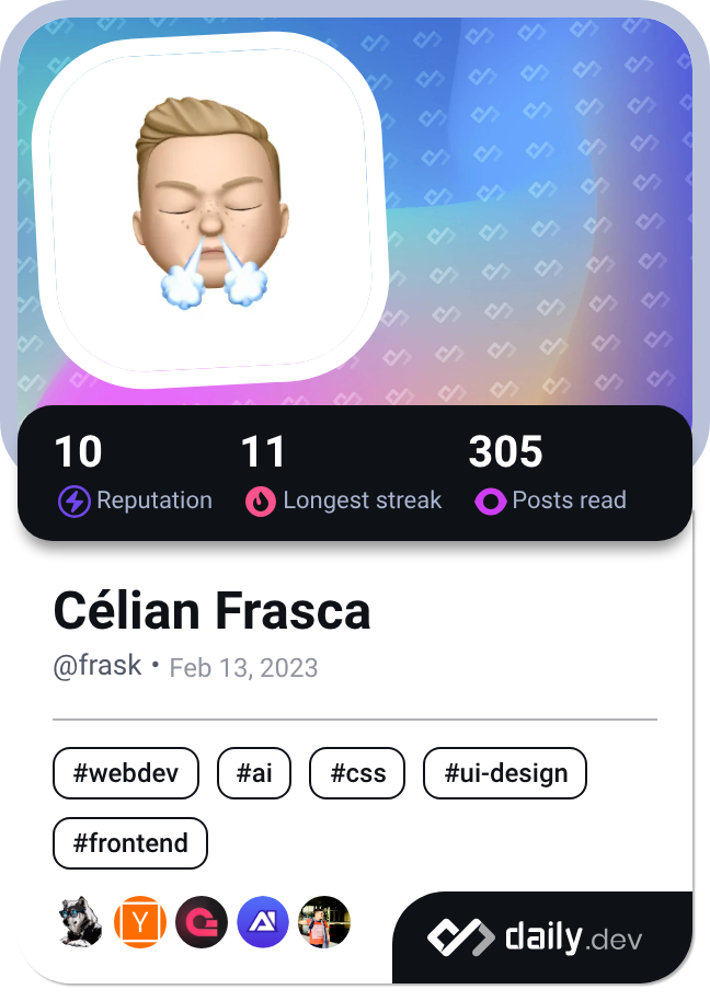 Célian Frasca's Dev Card