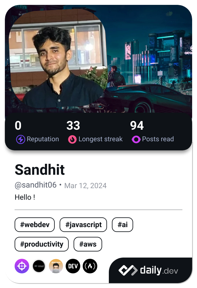 Sandhit's Dev Card