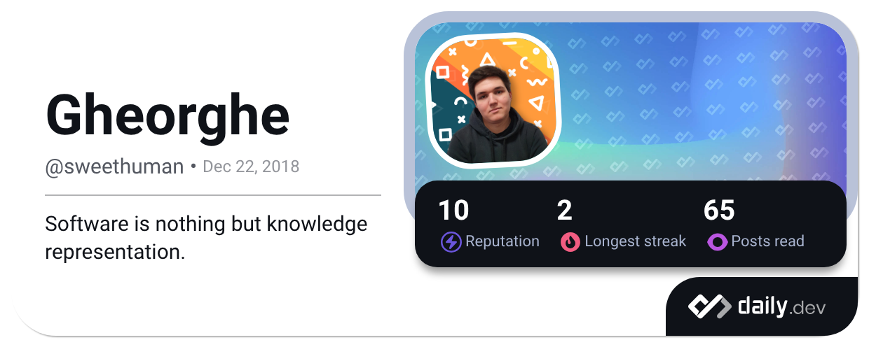 Sweet Human Gheorghe (@sweethuman) | daily.dev