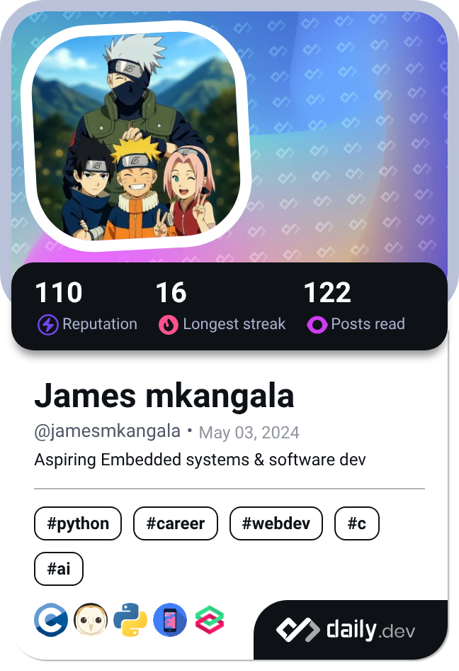 James mkangala's Dev Card