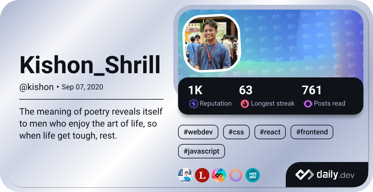 Kishon_Shrill's Dev Card