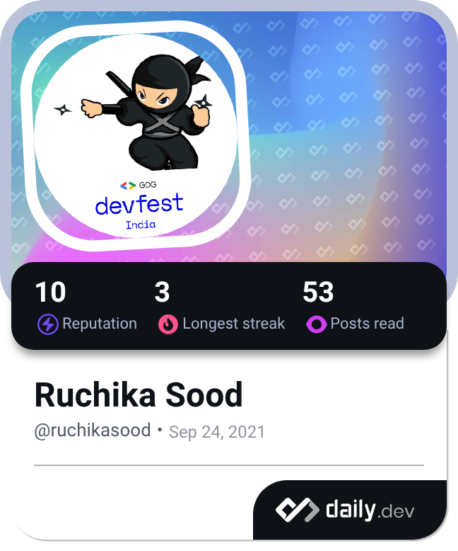 Ruchika Sood's Dev Card