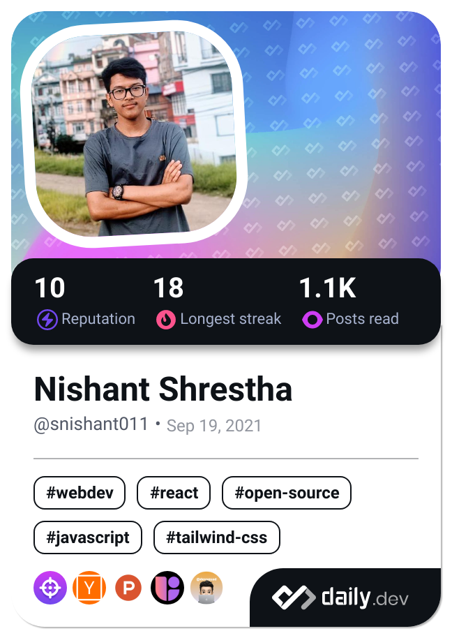 Nishant Shrestha's Dev Card