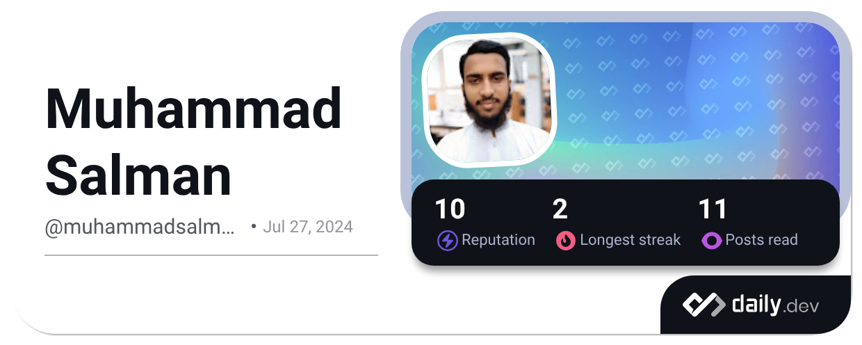 Muhammad Salman (@muhammadsalman65) | daily.dev