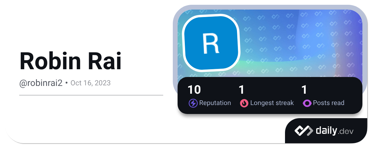 Robin Rai (@robinrai2) | daily.dev