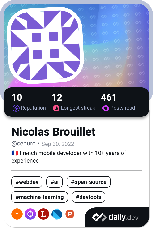 Nicolas Brouillet's Dev Card