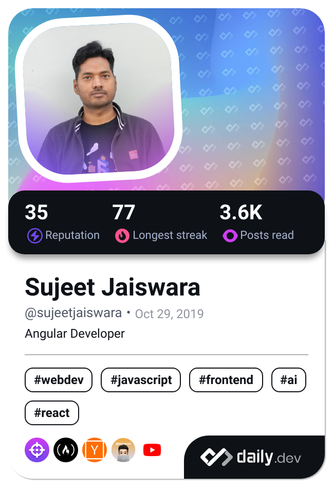 Sujeet Jaiswara's Dev Card