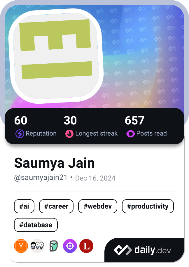 Saumya Jain's Dev Card