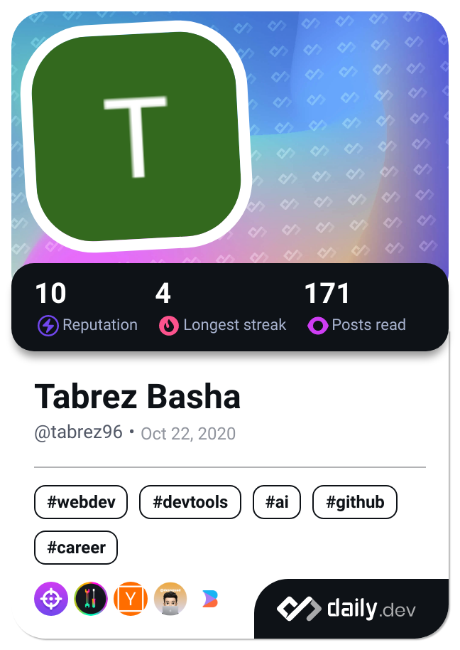 Tabrez Basha's Dev Card