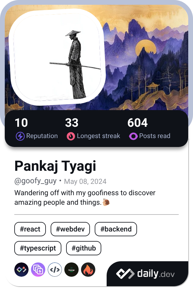 Pankaj Tyagi's Dev Card