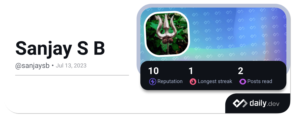 Sanjay S B (@sanjaysb) | daily.dev