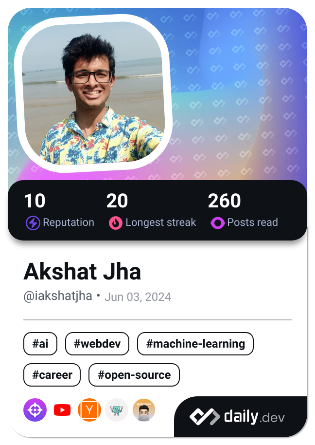 Akshat Jha's Dev Card