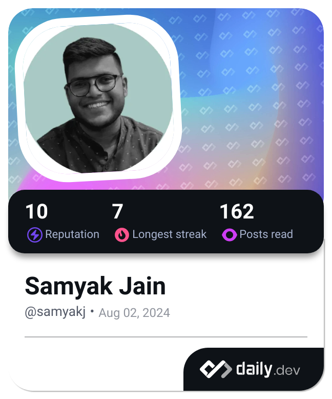 Samyak Jain's Dev Card