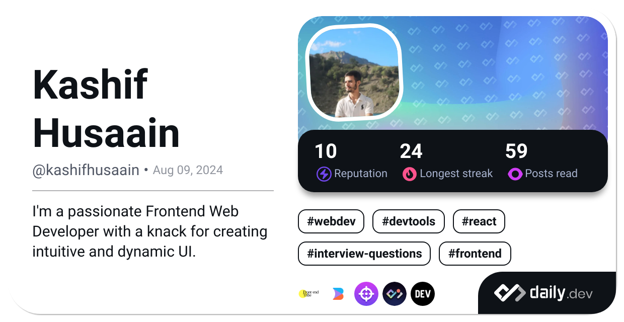 Kashif Husaain's Dev Card