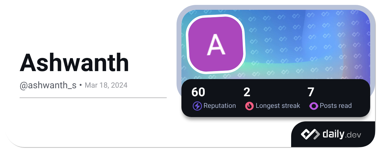 Ashwanth (@ashwanth_s) | daily.dev