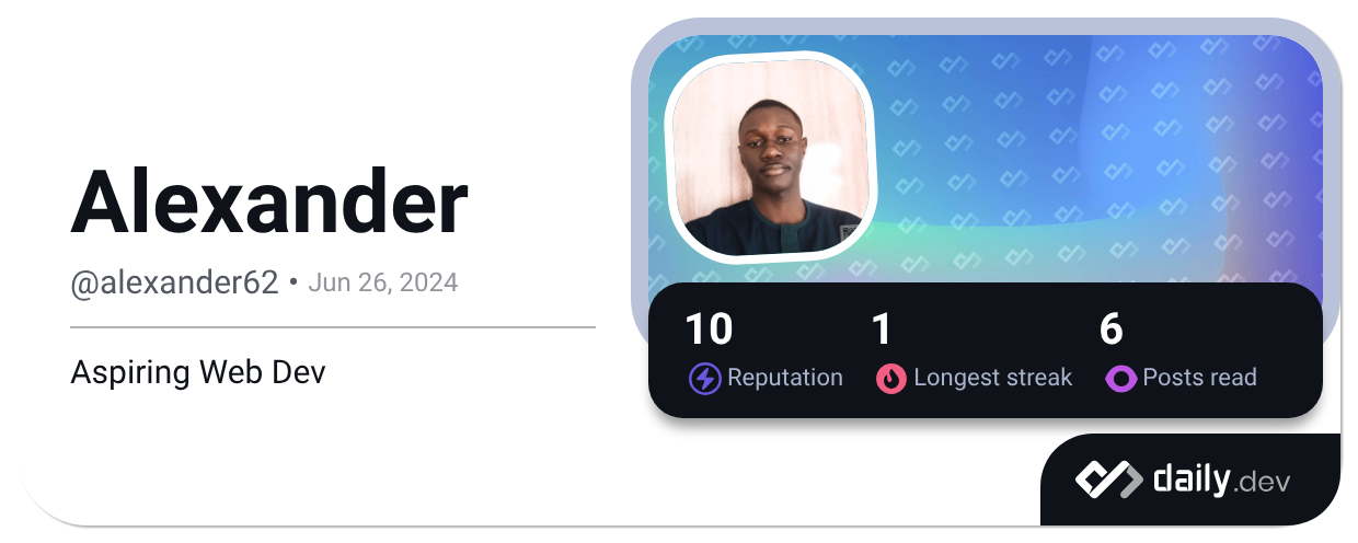 Dev Alexander Alexander (@alexander62) | daily.dev