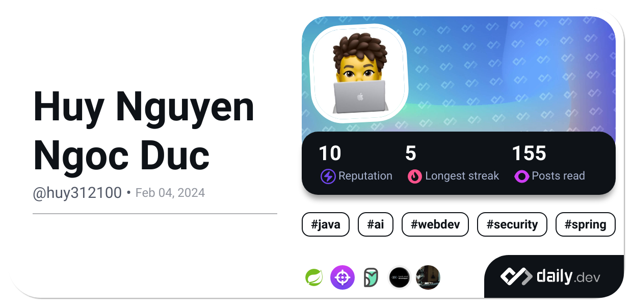 Huy Nguyen Ngoc Duc's Dev Card