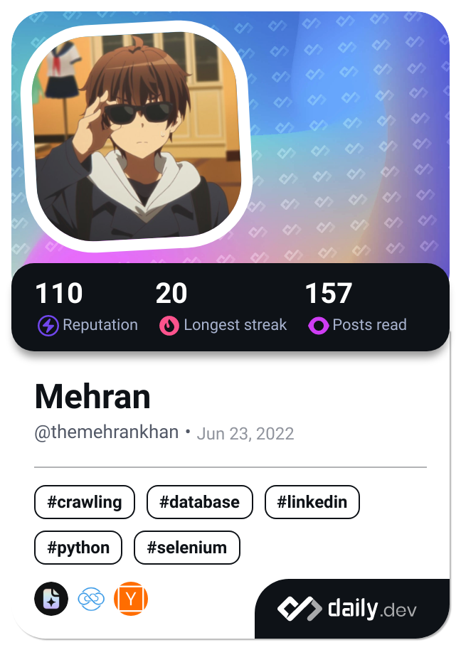 Mehran's Dev Card