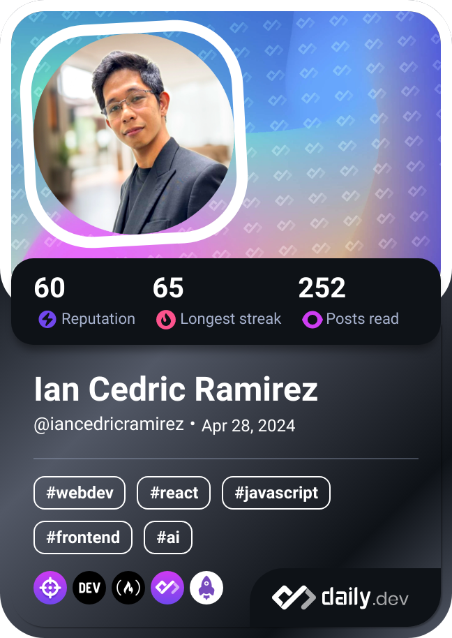 Ian Cedric Ramirez's Dev Card