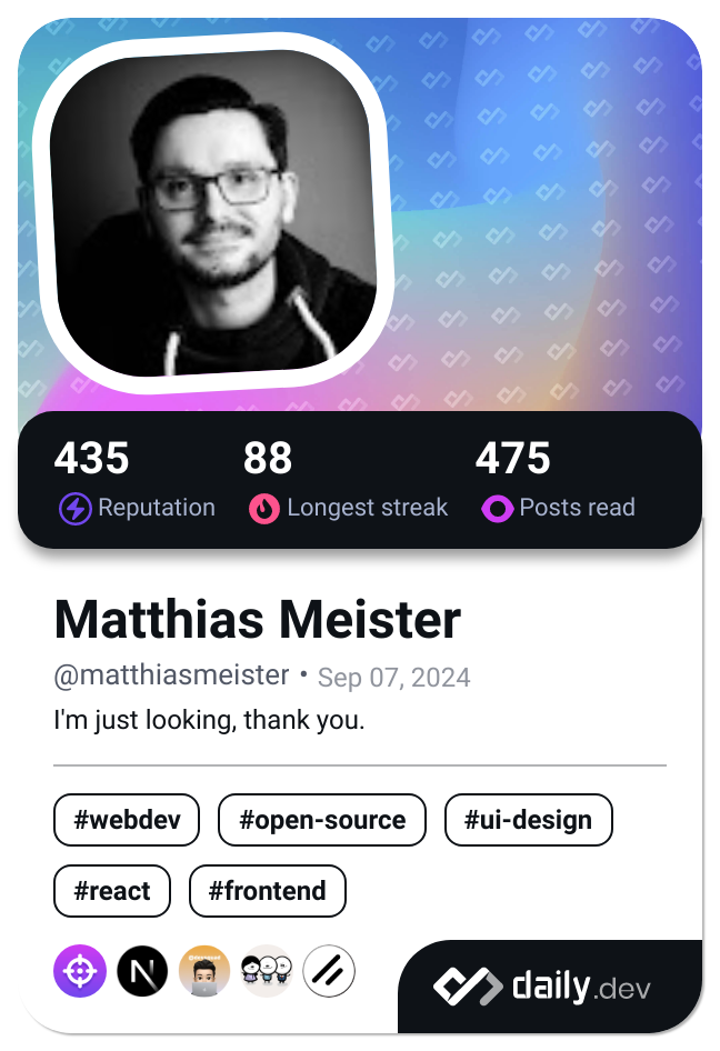 Matthias Meister's Dev Card