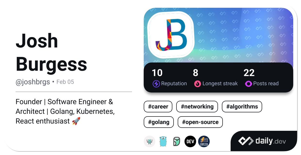 Josh Burgess's Dev Card