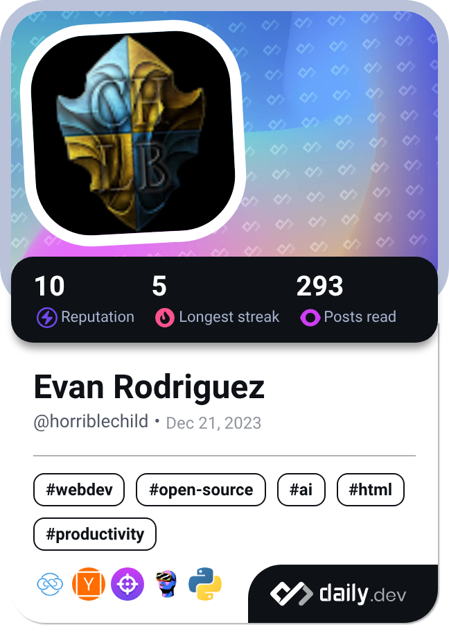 Evan Rodriguez's Dev Card