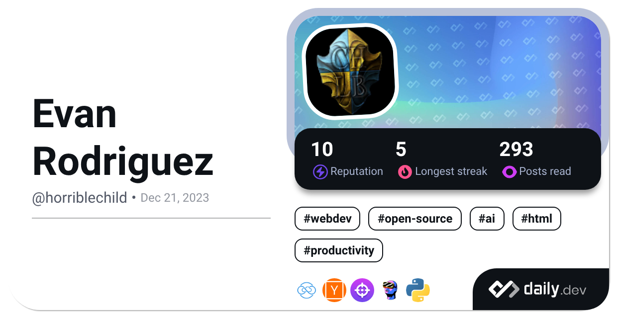 Evan Rodriguez's Dev Card