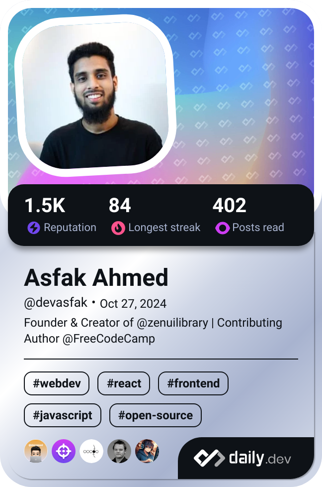 Asfak Ahmed's Dev Card