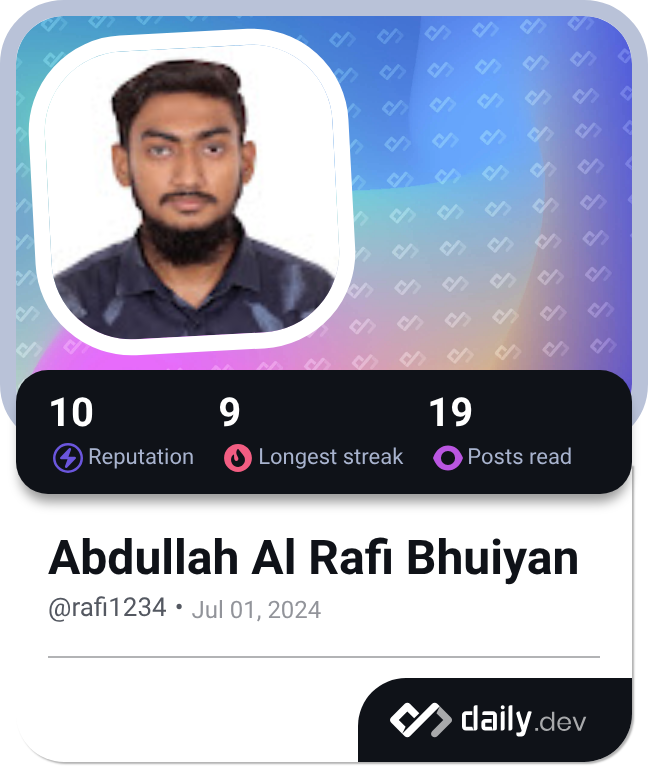 Abdullah Al Rafi Bhuiyan's Dev Card