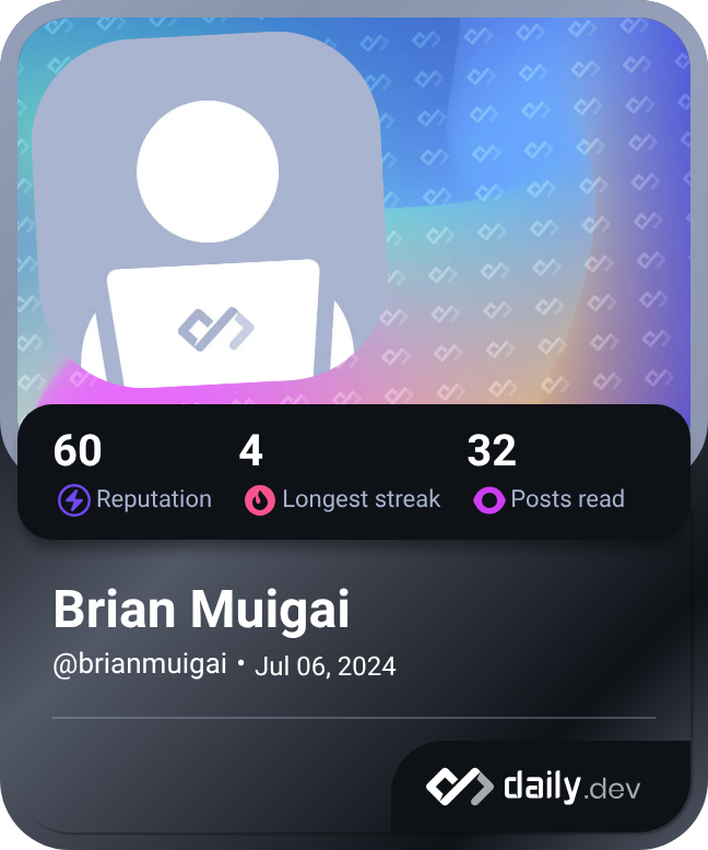 Brian Muigai's Dev Card