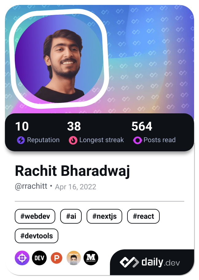 Rachit Bharadwaj's Dev Card