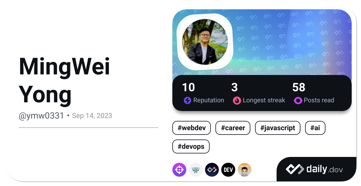 MingWei Yong's Dev Card