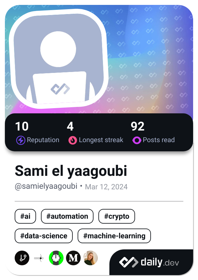 Sami el yaagoubi's Dev Card