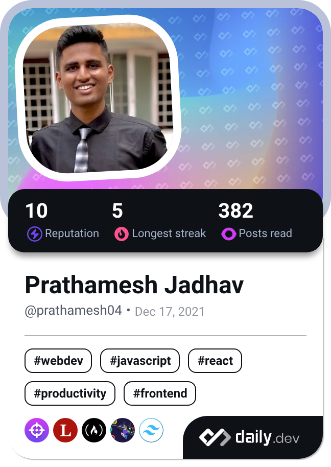 Prathamesh Jadhav's Dev Card