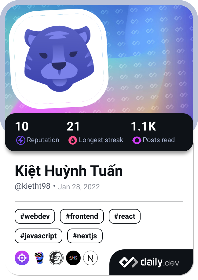 Kiệt Huỳnh Tuấn's Dev Card