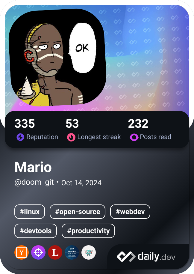 Mario's Dev Card