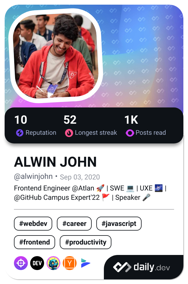 ALWIN JOHN's Dev Card