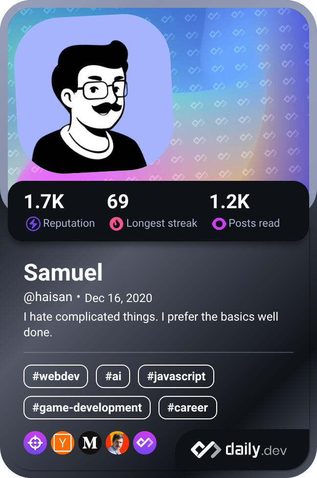 Samuel Martinenghi's Dev Card