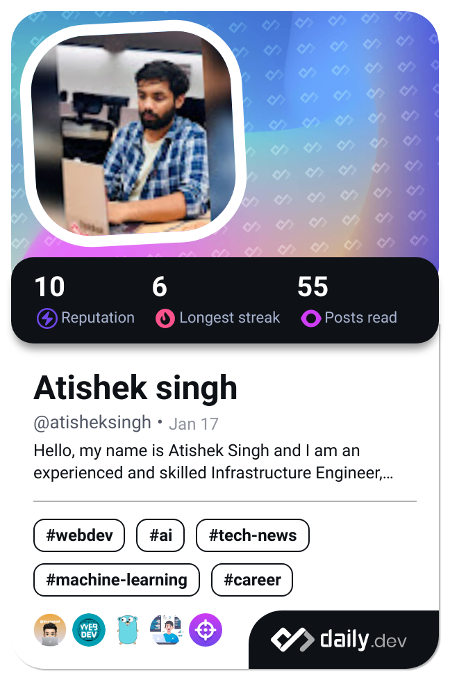 Atishek singh's Dev Card