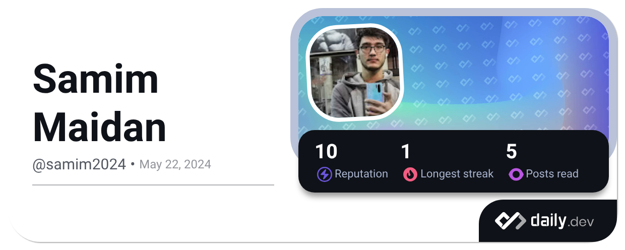 Samim Maidan (@samim2024) | daily.dev