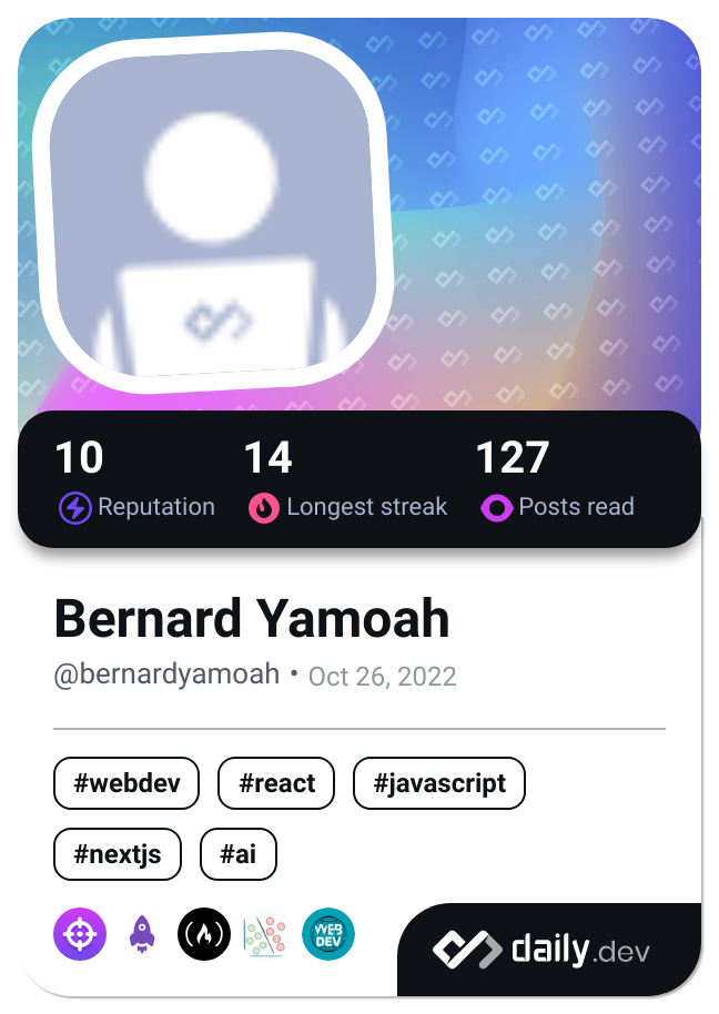 Bernard Yamoah's Dev Card