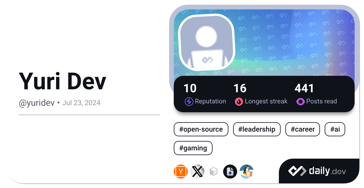 Yuri Dev (@yuridev) | daily.dev