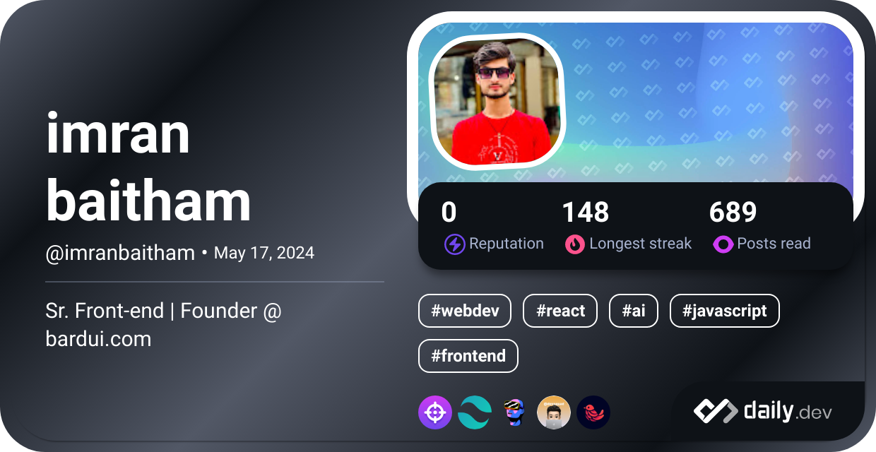 imran baitham's Dev Card