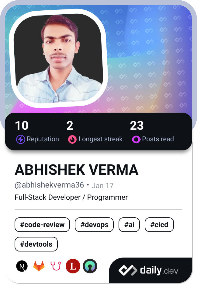 ABHISHEK VERMA's Dev Card