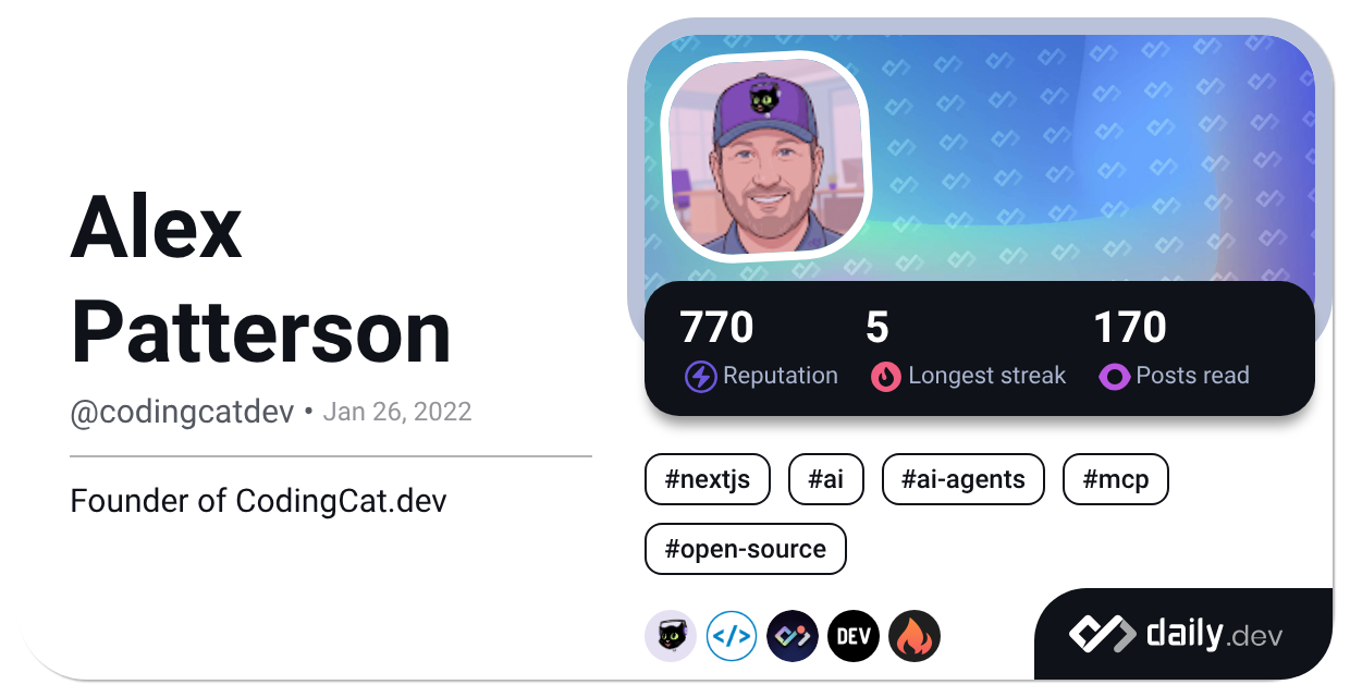 Recent posts by Alex Patterson (@codingcatdev) | daily.dev