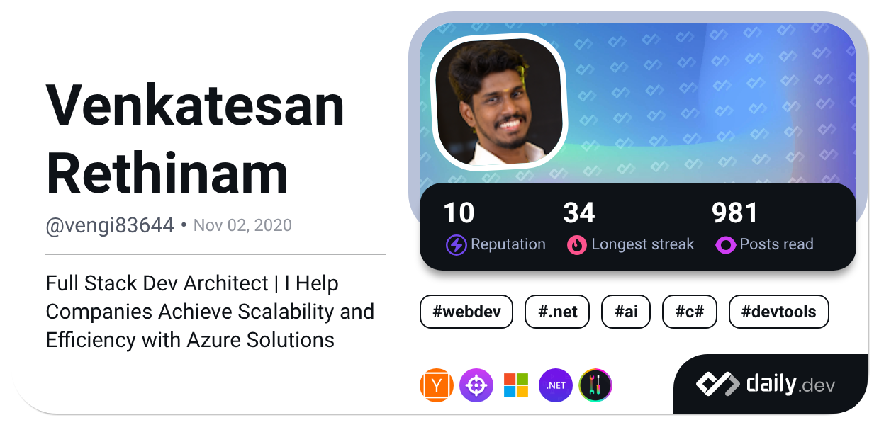 Venkatesan Rethinam's Dev Card