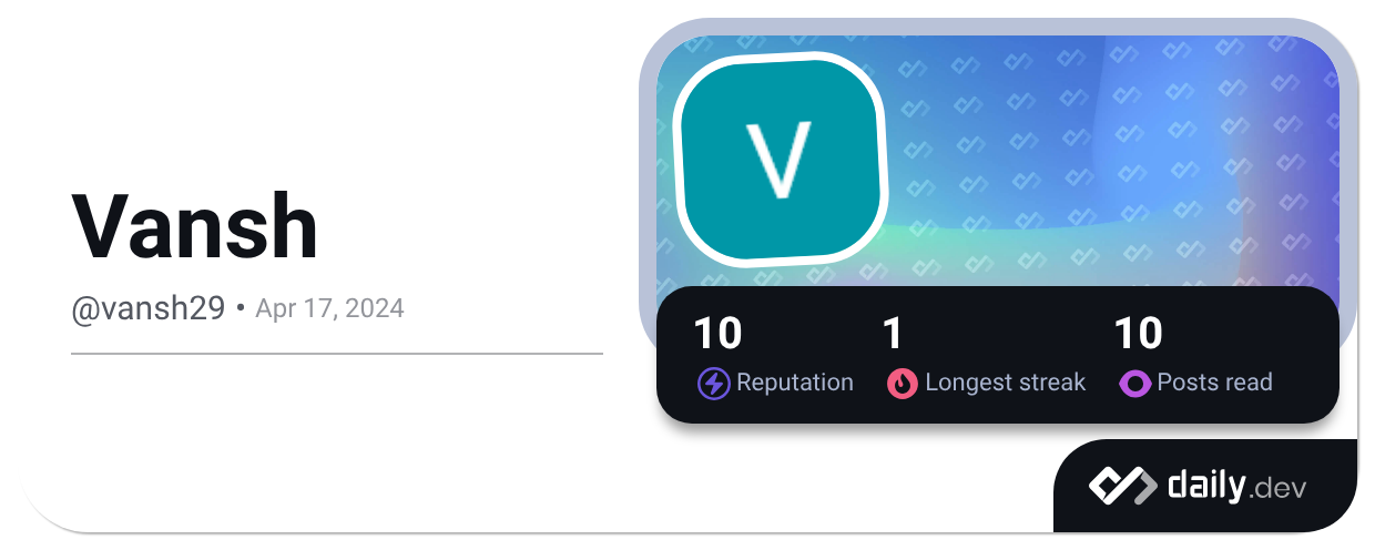 Vansh (@vansh29) | daily.dev